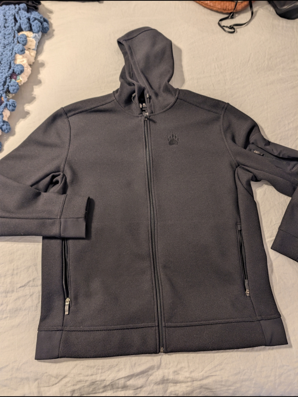 Duluth Trading Co AKHG black Bonded Fleece Textured Full Zip Hoodie XL